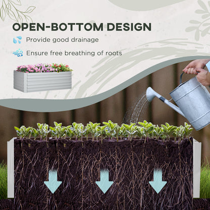 Galvanised Steel Outdoor Raised Bed w/ Reinforced Rods, Light Grey