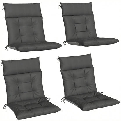 Garden Chair Cushions Set of 4, Waterproof Seat Pads, Dark Grey