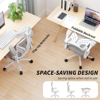 Ergonomic Office Chair, Computer Chair with Foldable Backrest, Grey