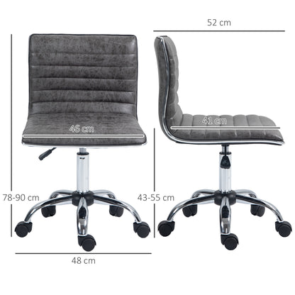Armless Mid-Back Adjustable Office Chair with 360 Swivel Grey