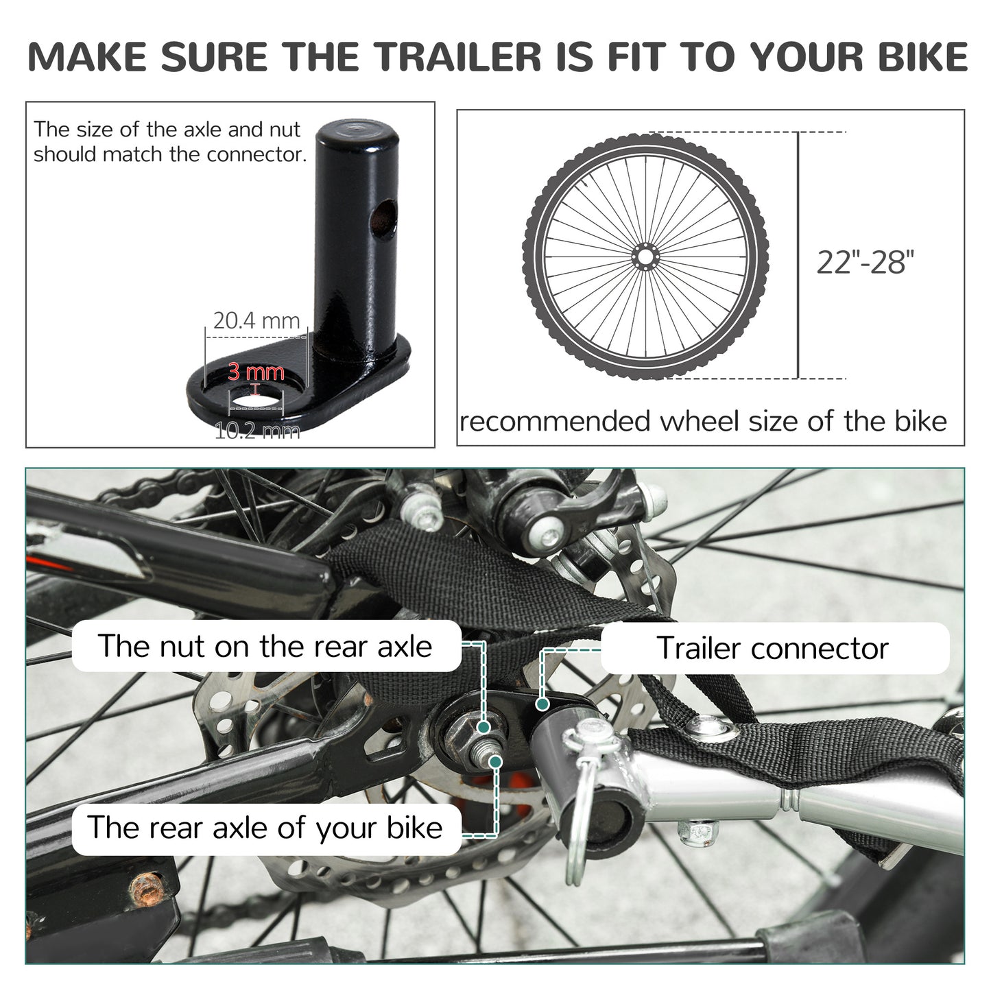 Steel Dog Bike Trailer Pet Cart Carrier for Bicycle Kit Water Resistant with Hitch Coupler Travel Grey and Black