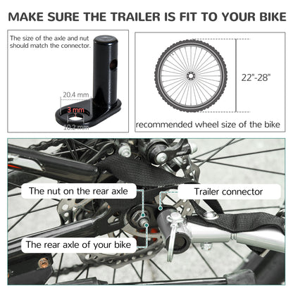 Steel Dog Bike Trailer Pet Cart Carrier for Bicycle Kit Water Resistant with Hitch Coupler Travel Grey and Black