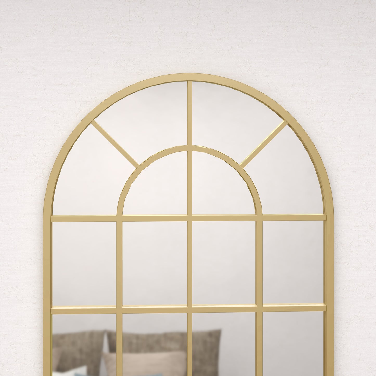Modern Arch Window Wall Mirror for Living Room Bedroom, Gold Tone