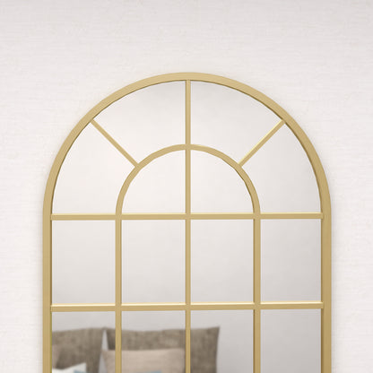 Modern Arch Window Wall Mirror for Living Room Bedroom, Gold Tone