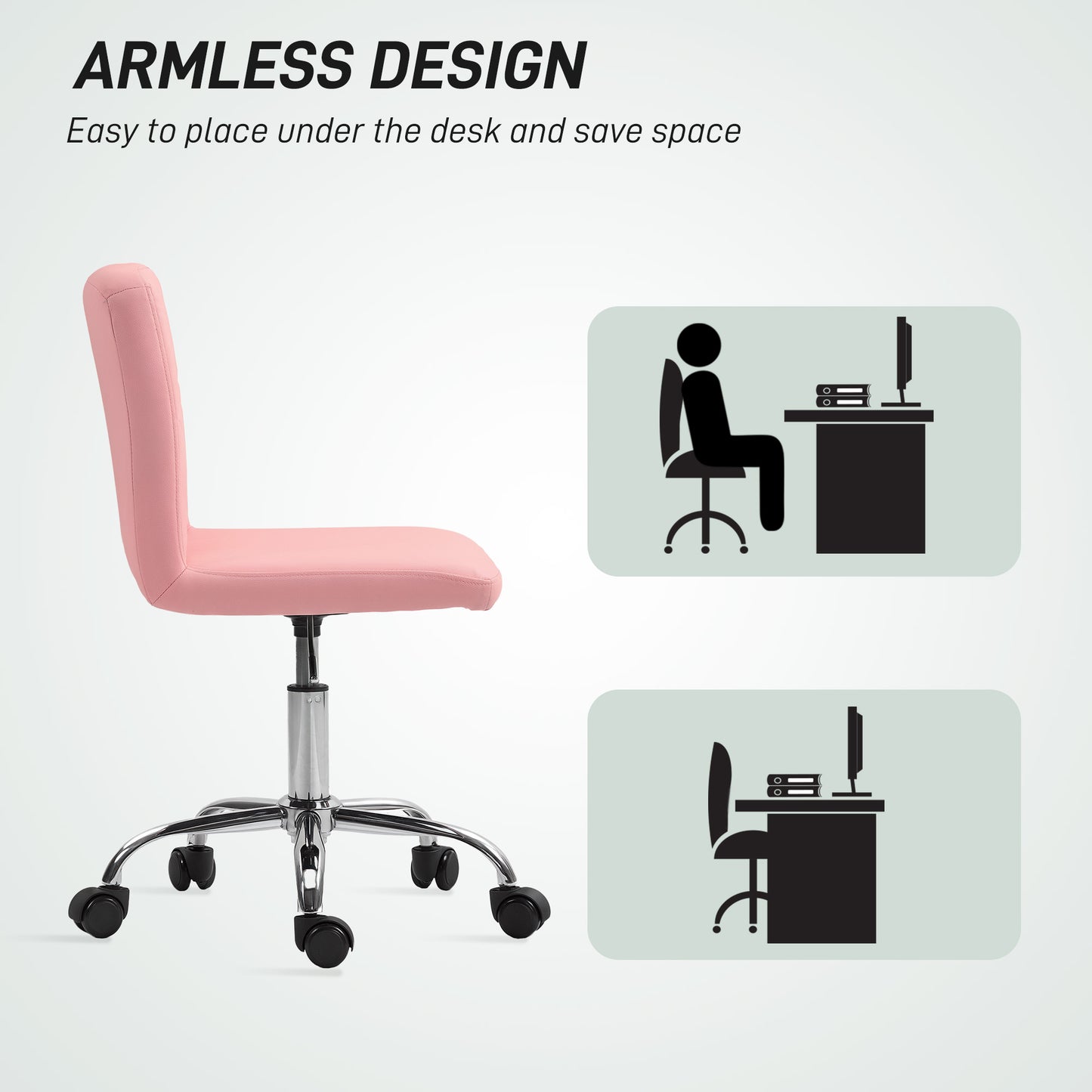 Modern Vanity Computer Desk Chair with Rolling Wheels, Pink