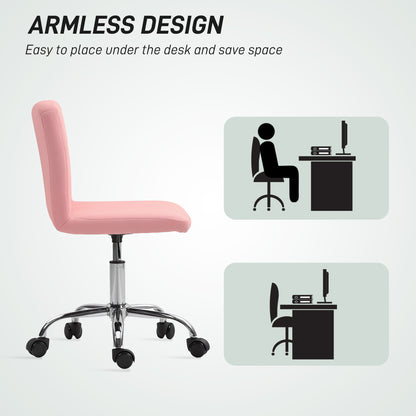 Modern Vanity Computer Desk Chair with Rolling Wheels, Pink