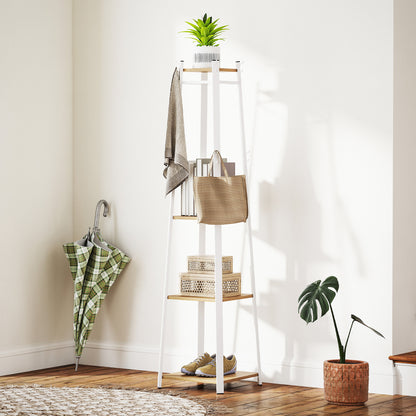 Clothes Rack with Storage, Garment Rack with 8 Hooks and 3-Tier Shelf