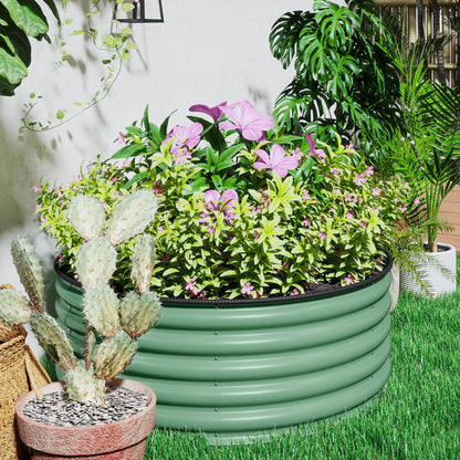 Galvanised Planter with Gloves, 120 x 120 x 43cm, Light Green