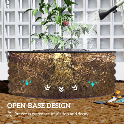 Galvanised Planter with Gloves, 120 x 120 x 43cm, Light Green