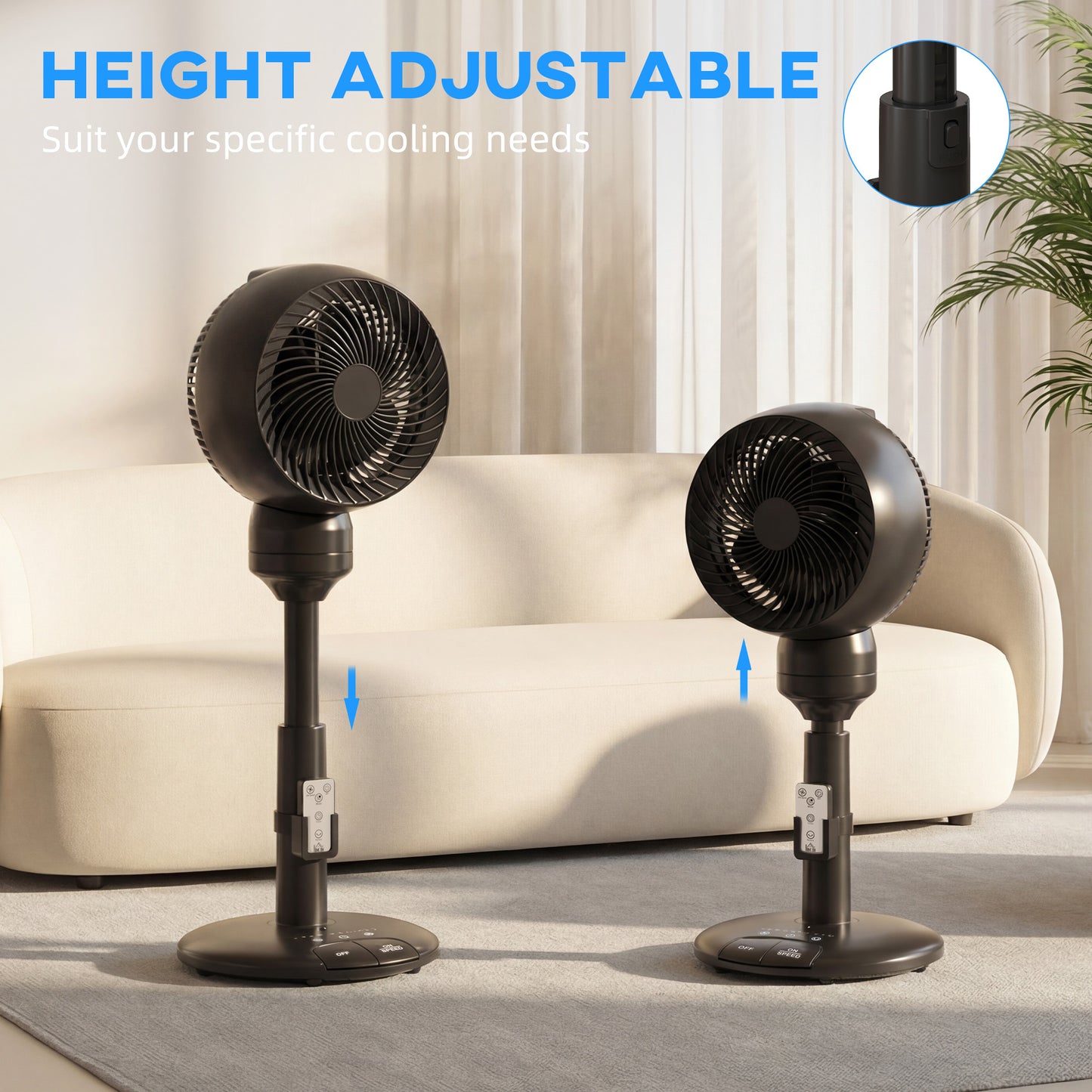 9" Pedestal Cooling Fan with Adjustable Speed and Mode, Black