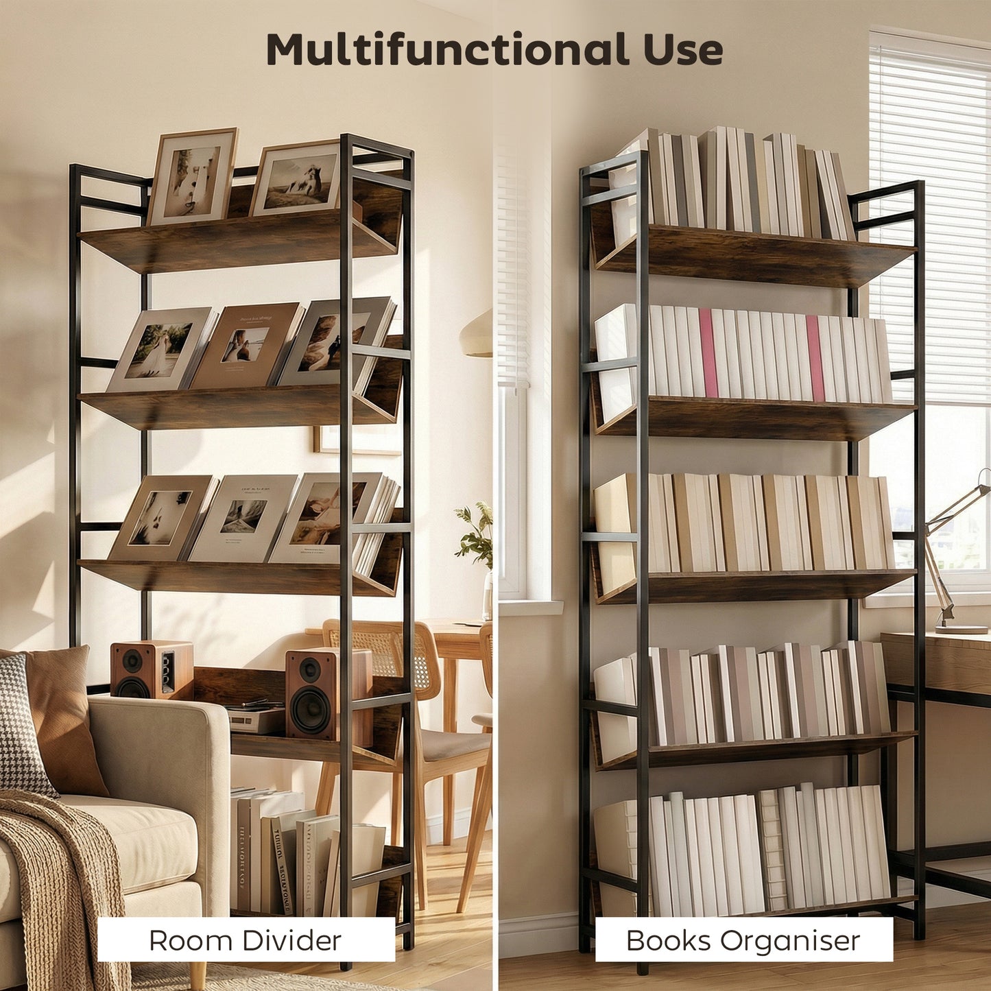 836-690V00AK Anti-Slip Design 5-Tier Rustic Brown