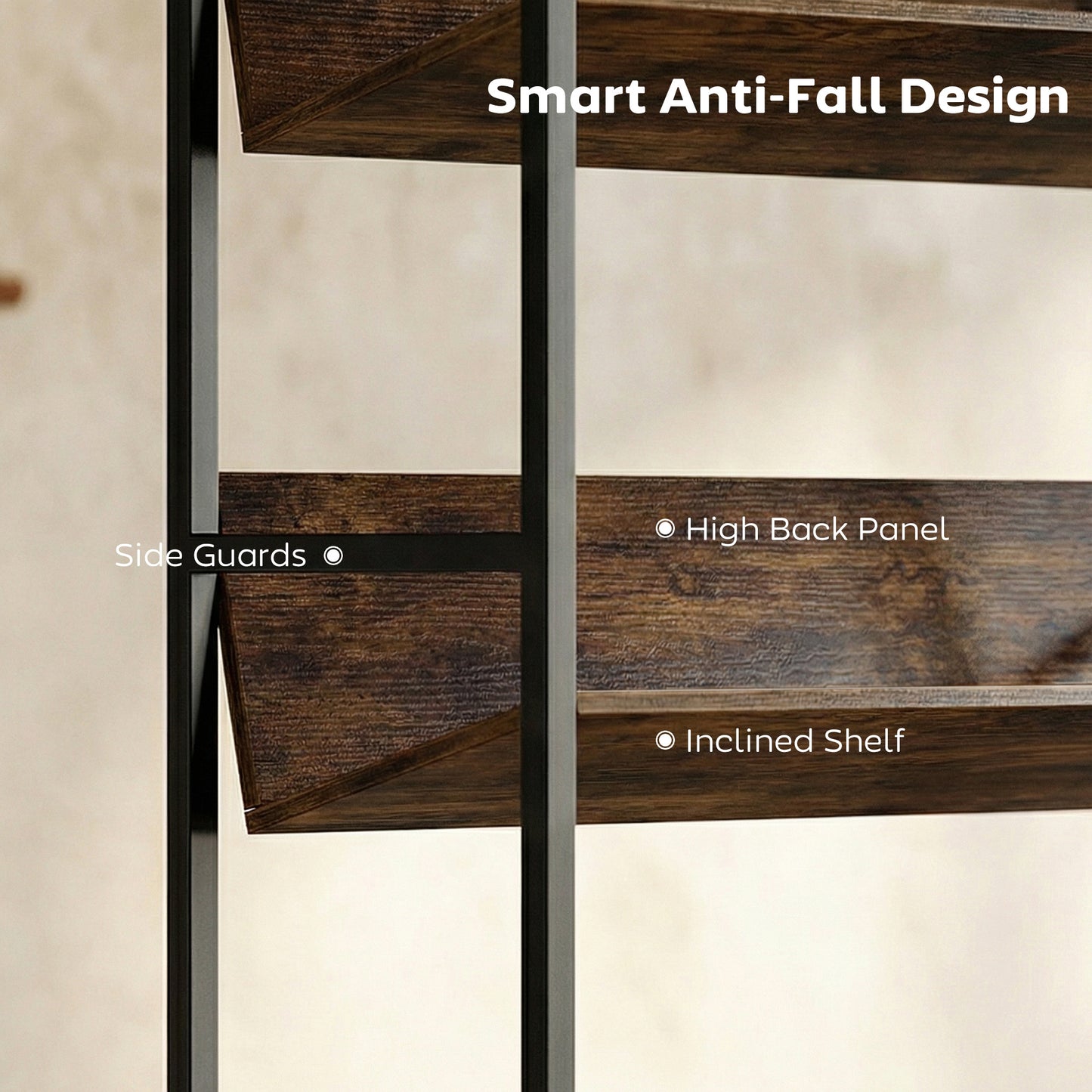 836-690V00AK Anti-Slip Design 5-Tier Rustic Brown