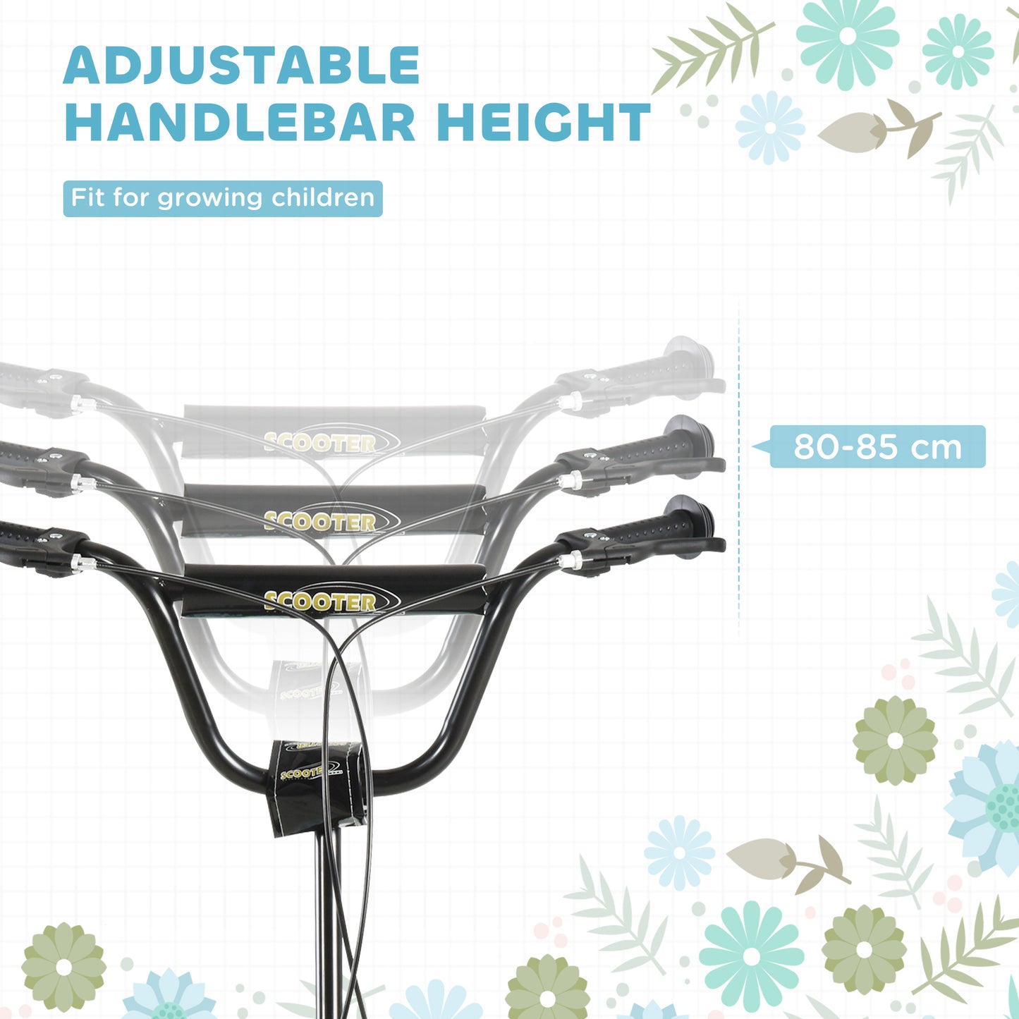 Kids Stunt Scooter with 12" Rubber Tyres, Adjustable Handlebar, White