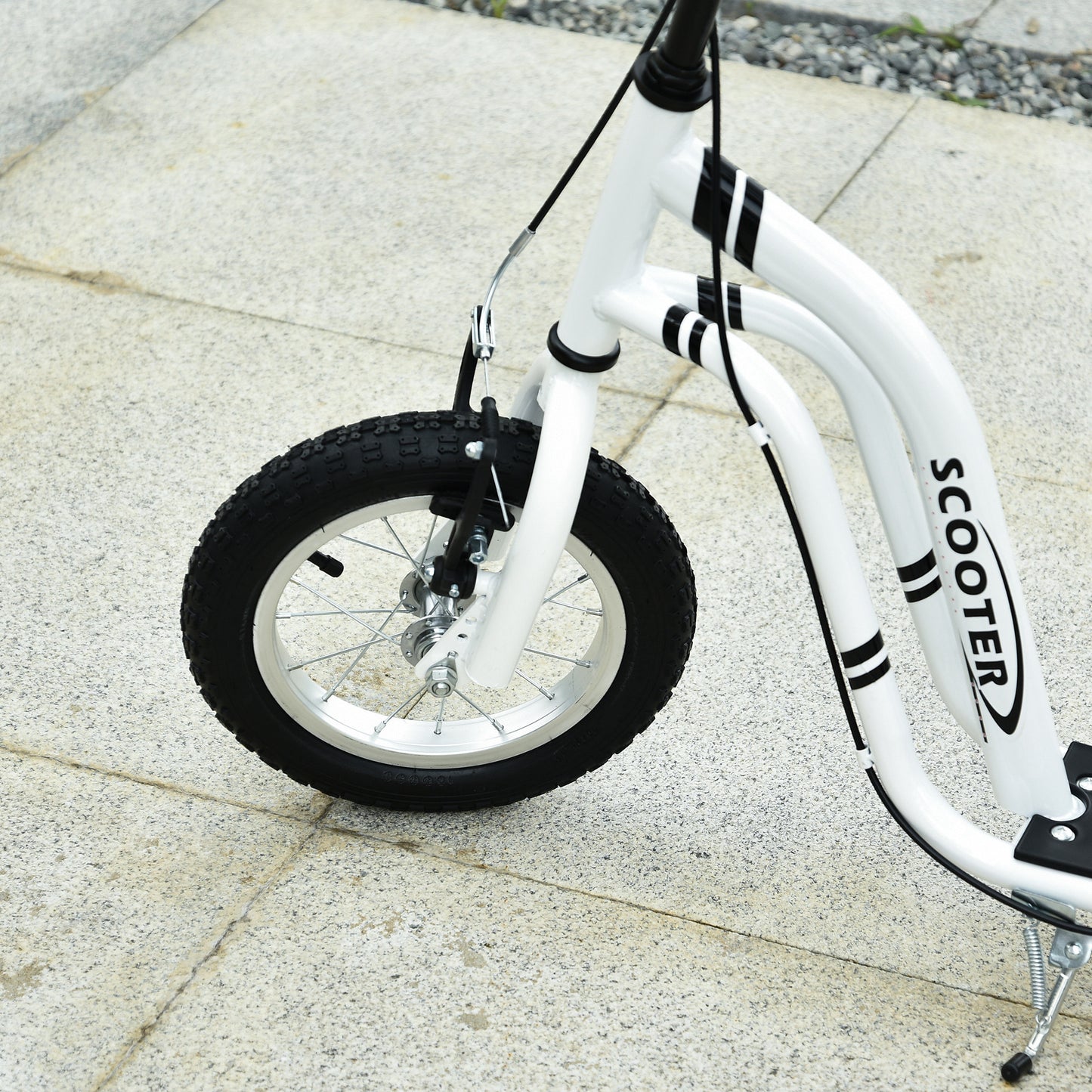 Kids Stunt Scooter with 12" Rubber Tyres, Adjustable Handlebar, White