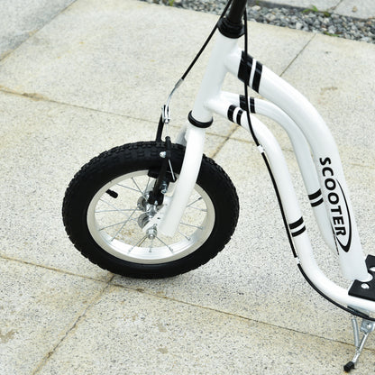 Kids Stunt Scooter with 12" Rubber Tyres, Adjustable Handlebar, White