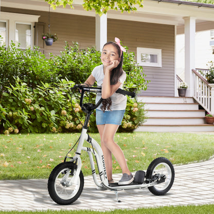 Kids Stunt Scooter with 12" Rubber Tyres, Adjustable Handlebar, White