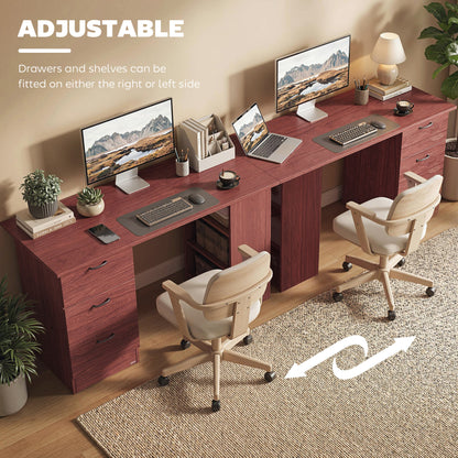 120cm PC Table Workstation Computer Desk w/ Drawers, 3 Shelves Walnut