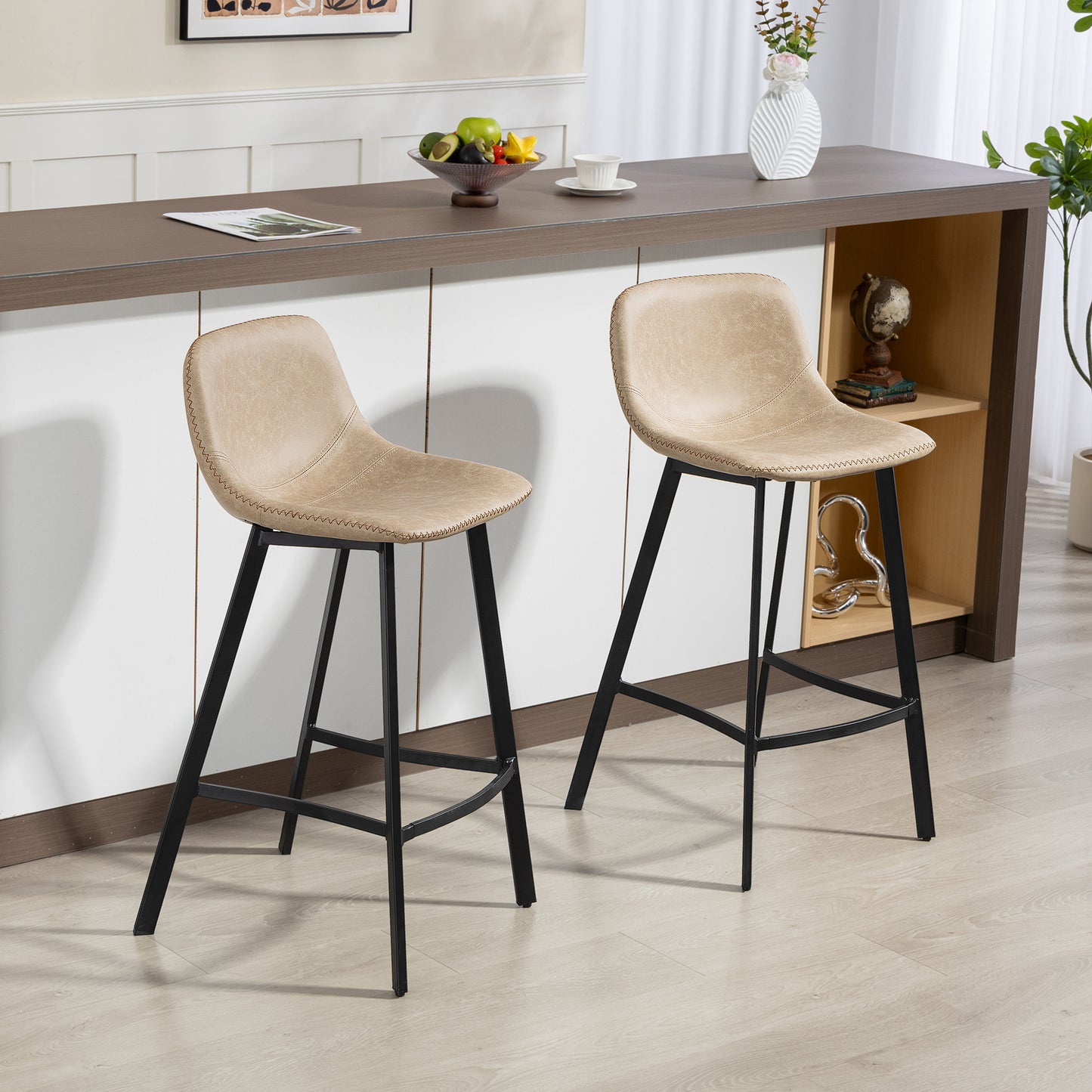 Dining Table, 60 cm Round Kitchen Table for 2 with Steel Base, Black