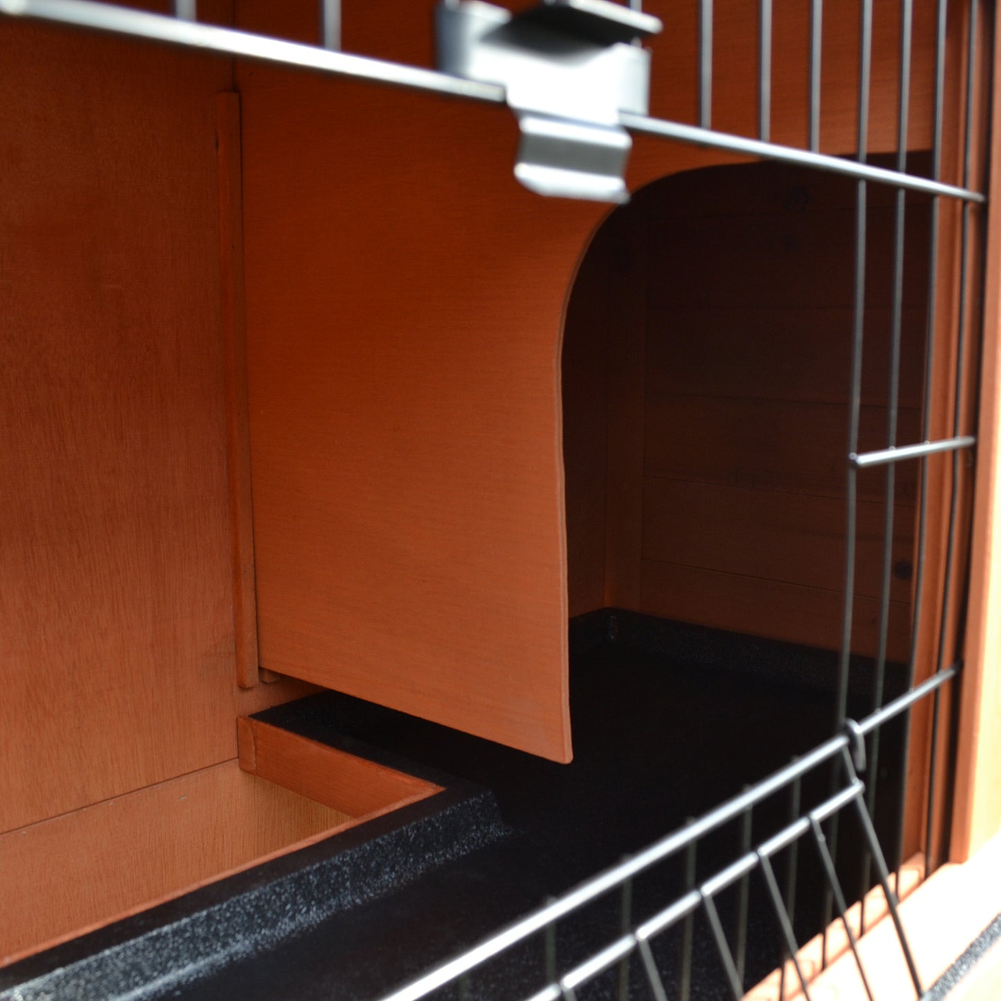 2-Tier Rabbit Hutch Outdoor, Large Guinea Pig Hutch, Bunny Cage with Ramp, Rabbit Run, Slide Out Tray for Indoor 100.5 x 55 x 101 cm