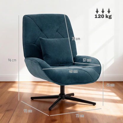 Swivel Accent Chair, Chenille Armchair with Lumbar Pillow, Dark Green