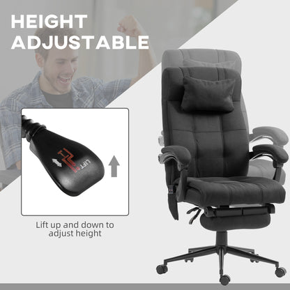 Fabric Vibration Massage Office Chair with Heat, Head Pillow, Black