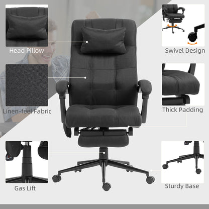 Fabric Vibration Massage Office Chair with Heat, Head Pillow, Black