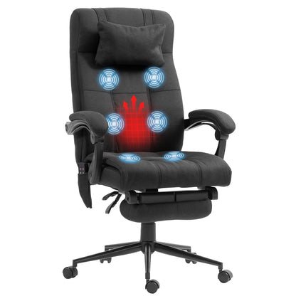 Fabric Vibration Massage Office Chair with Heat, Head Pillow, Black