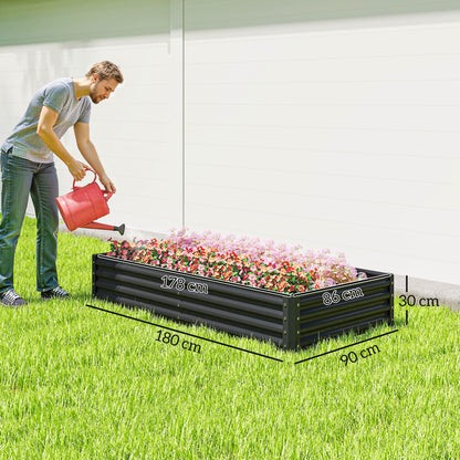Galvanised Raised Garden Bed, Raised Planter, Dark Grey