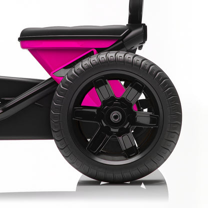 Pedal Go-Kart for Kids with Silent EVA Wheels, Metal Frame, Pink
