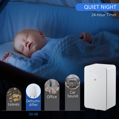 12L/Day Portable Quiet Air Dehumidifier with Purifier, Timer, 5 Modes Removes Moisture & Helps With Damp
