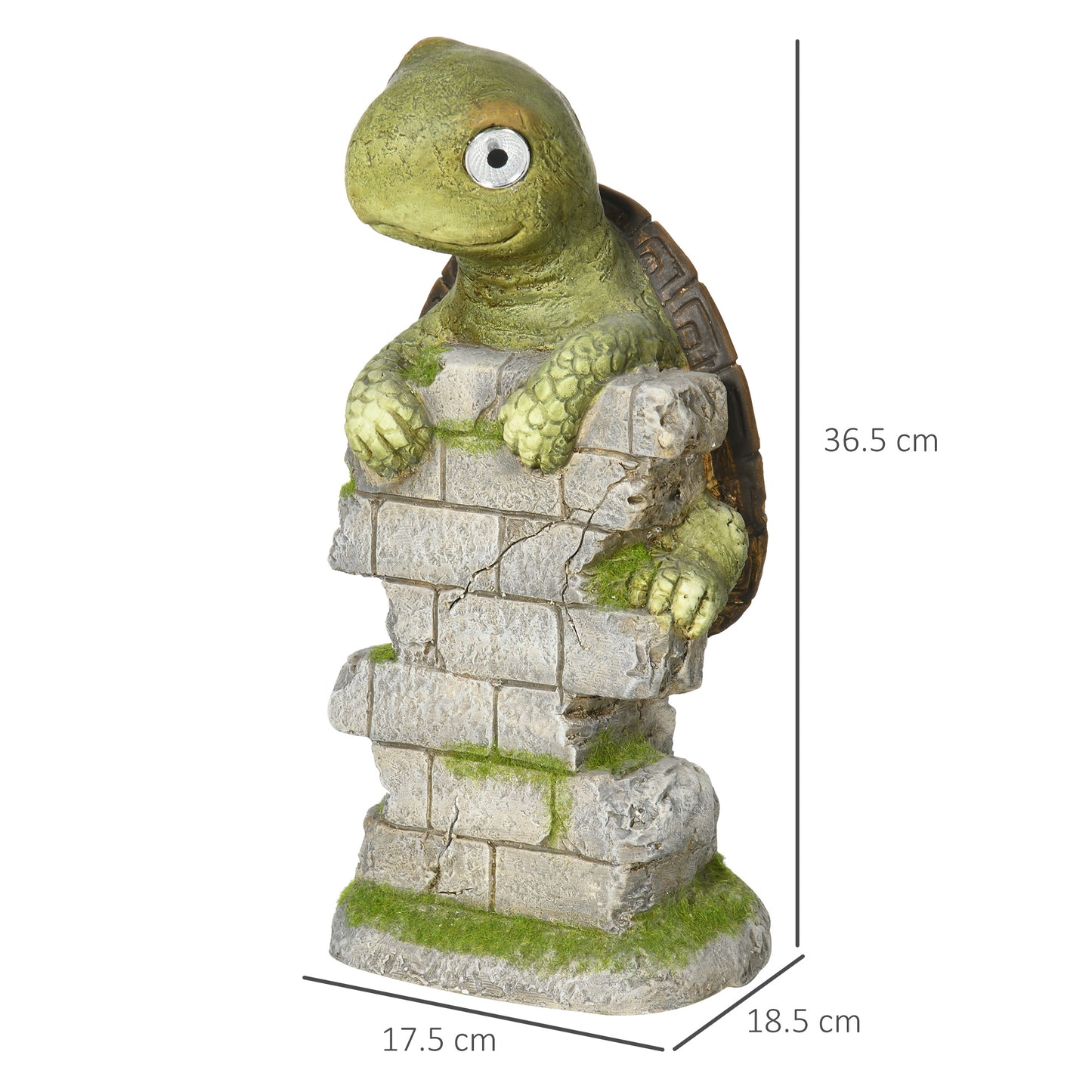 Vivid Tortoise Art Sculpture with Solar LED Light, Colourful Garden Statue, Outdoor Ornament Home Decoration for Porch, Deck, Grass