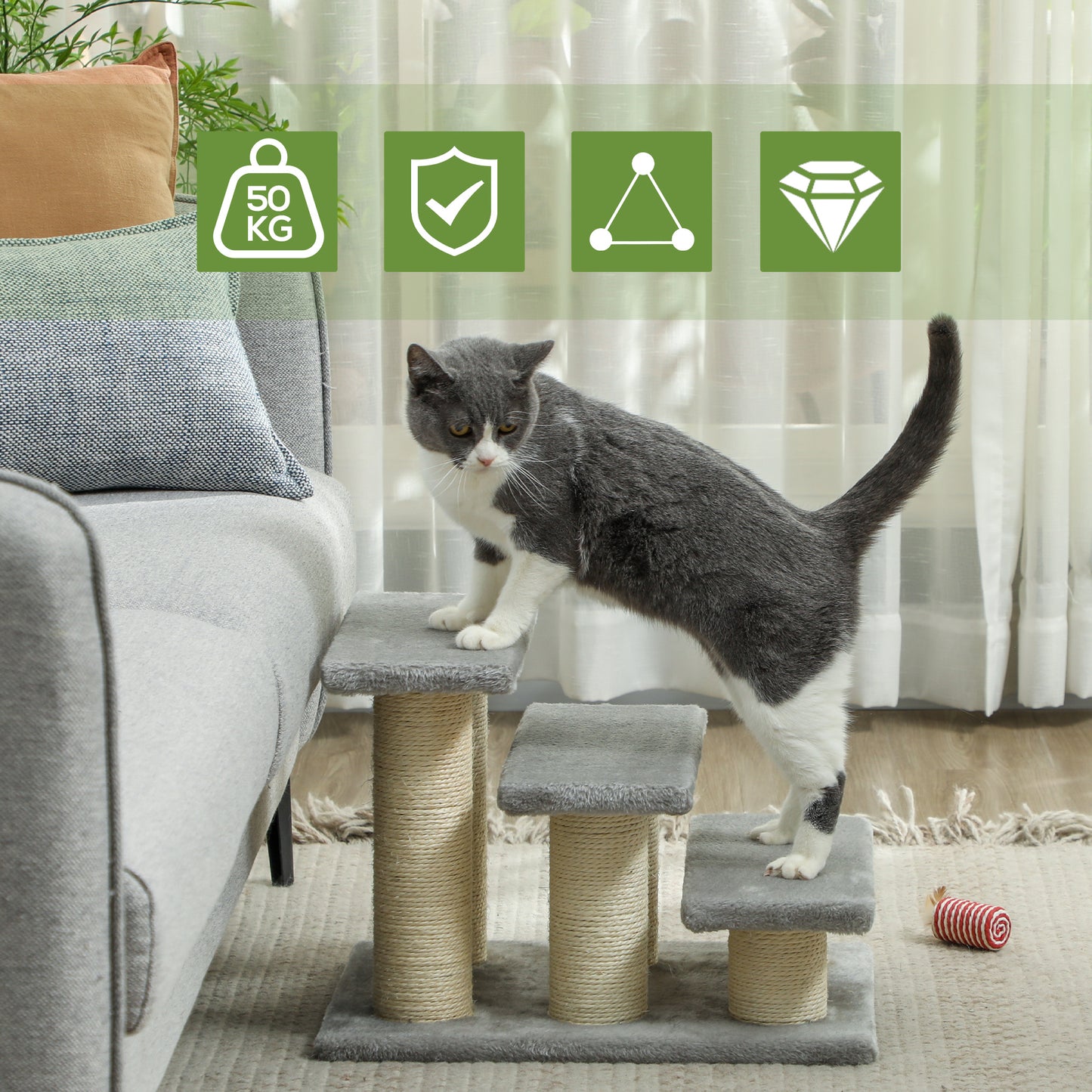 Cat Steps 3 Stairs Deluxe Pet Portable Easy Climb Assistance Lightweight