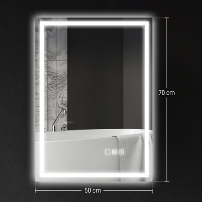 500 x 700 mm Bathroom Mirror with Bluetooth Lights Demister Pad