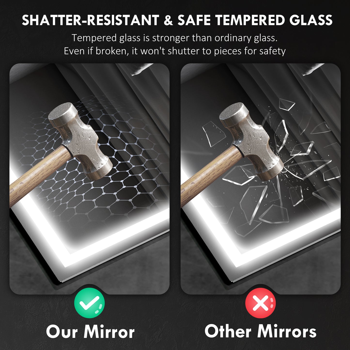 500 x 700 mm Bathroom Mirror with Bluetooth Lights Demister Pad