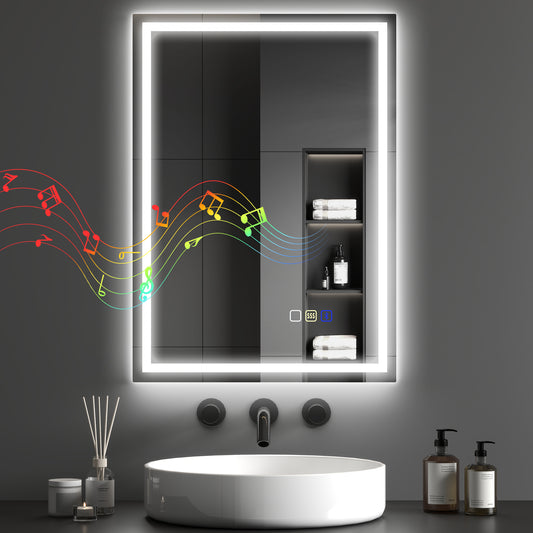 500 x 700 mm Bathroom Mirror with Bluetooth Lights Demister Pad