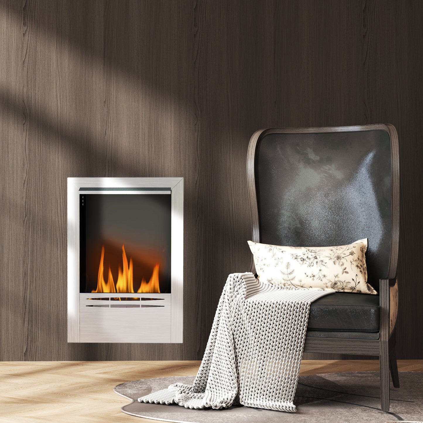 Stainless Steel Bioethanol Fire, Indoor Ethanol Fireplace Insert