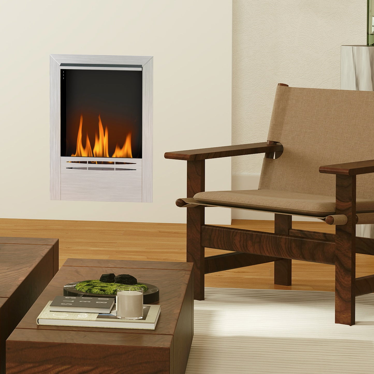 Stainless Steel Bioethanol Fire, Indoor Ethanol Fireplace Insert