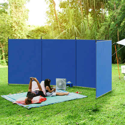 Beach/Camping Windbreak, Foldable Portable Wind Blocker w/ Carry Bag and Steel Poles, Beach Sun Screen Shelter Privacy Wall, 450cm x 150cm