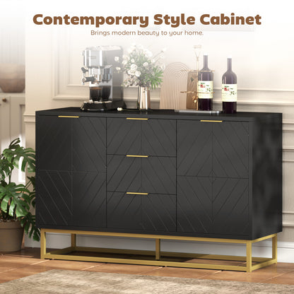 Sideboard Storage Cabinet with Adjustable Shelves, Black