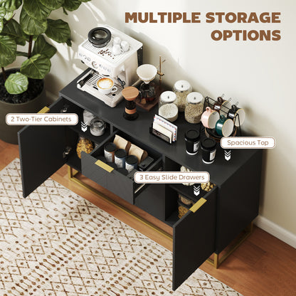 Sideboard Storage Cabinet with Adjustable Shelves, Black