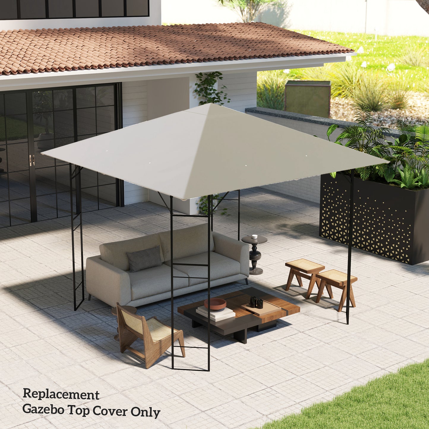 3 x 3(m) Gazebo Canopy Replacement Cover with Drain Holes, Grey