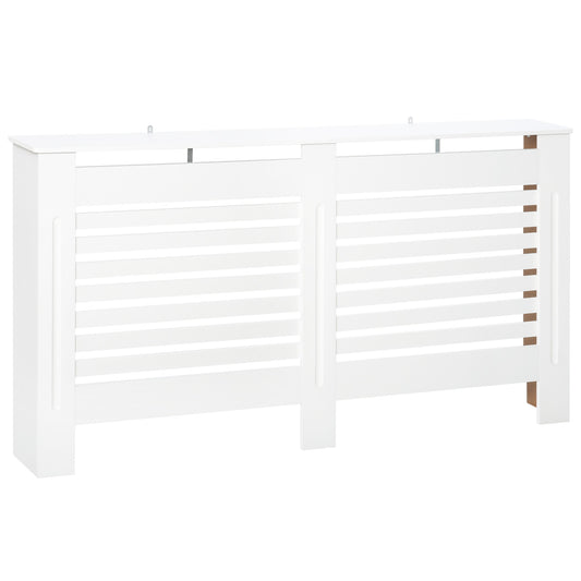 Modern Radiator Cover Cabinet Slatted Design MDF White Medium