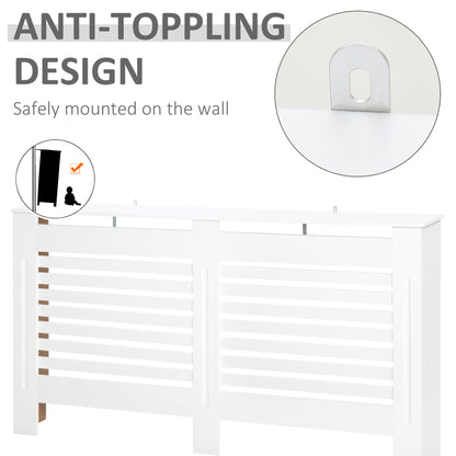 Modern Radiator Cover Cabinet Slatted Design MDF White Medium