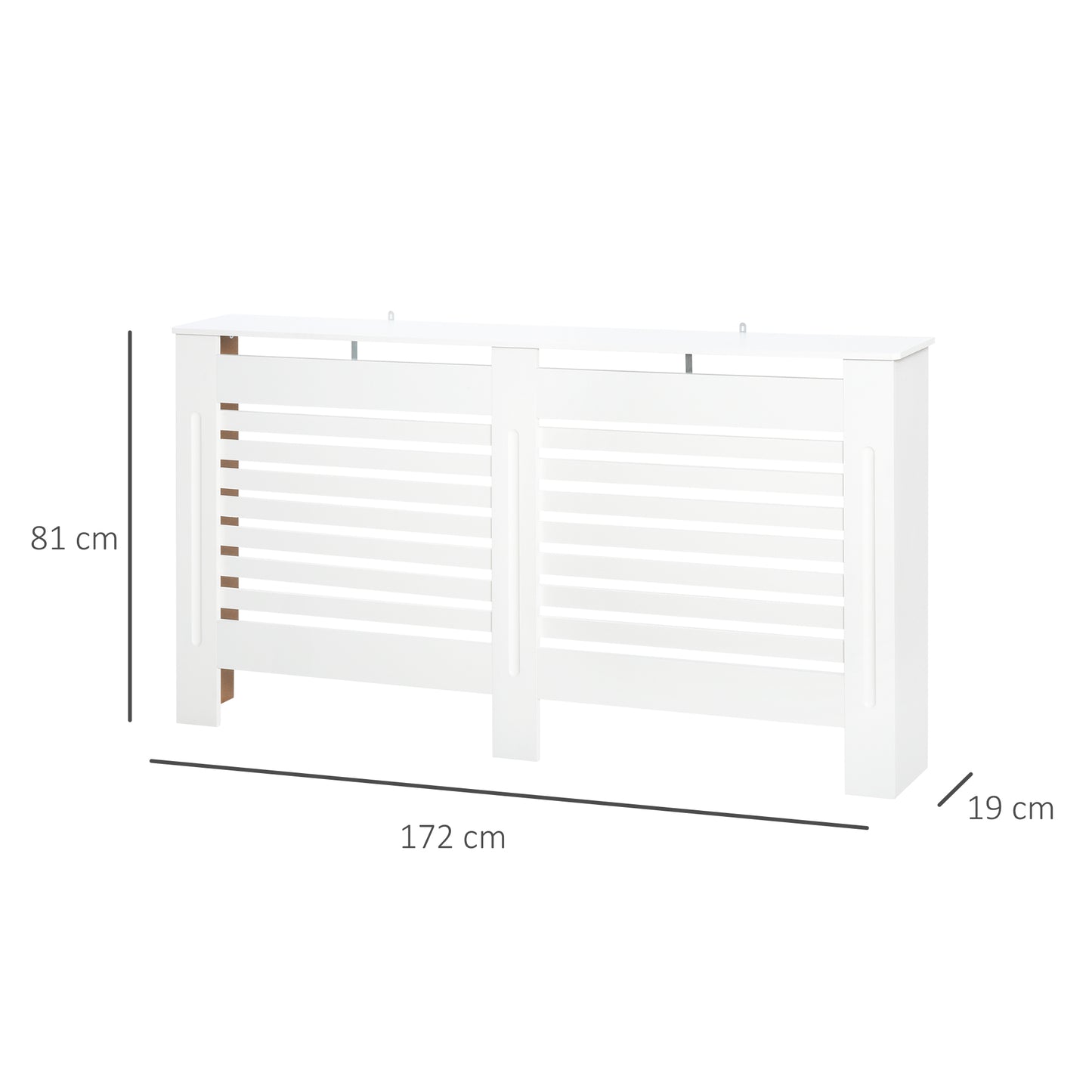 Modern Radiator Cover Cabinet Slatted Design MDF White Medium