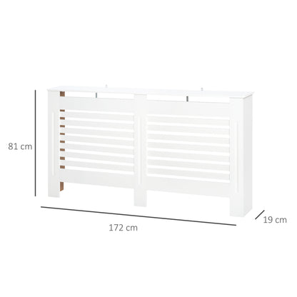 Modern Radiator Cover Cabinet Slatted Design MDF White Medium