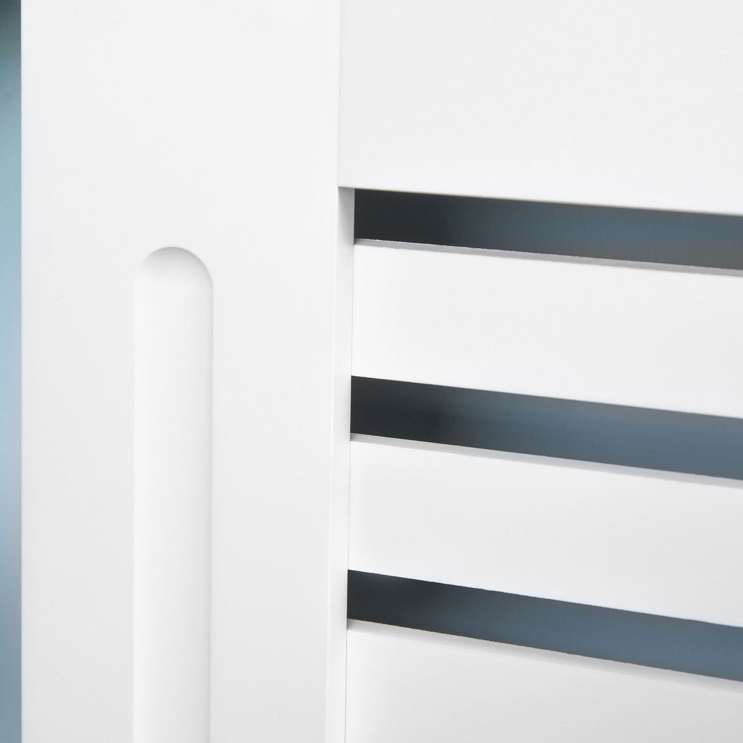 Modern Radiator Cover Cabinet Slatted Design MDF White Medium