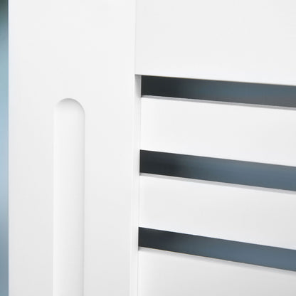 Modern Radiator Cover Cabinet Slatted Design MDF White Medium