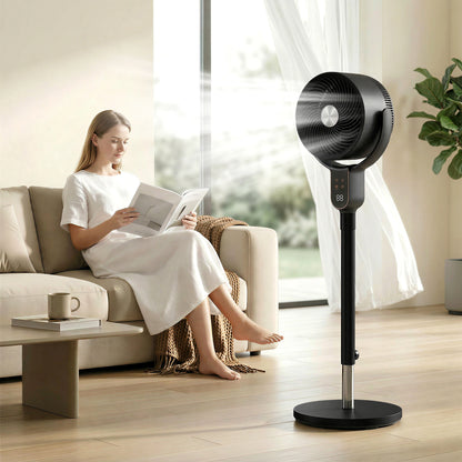 20 dB Silent Standing Fan for Bedroom, 42" Pedestal Fan with 70° Oscillating, 90° Vertical Tilt, 8 Speeds, Remote Control, 12H Timer, Adjustable Height, Child Lock, Black