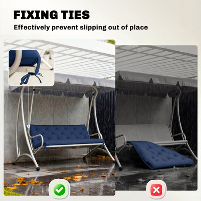 3 Seater Bench Cushion, Garden Chair Cushion with Back and Ties