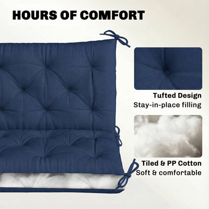 3 Seater Bench Cushion, Garden Chair Cushion with Back and Ties